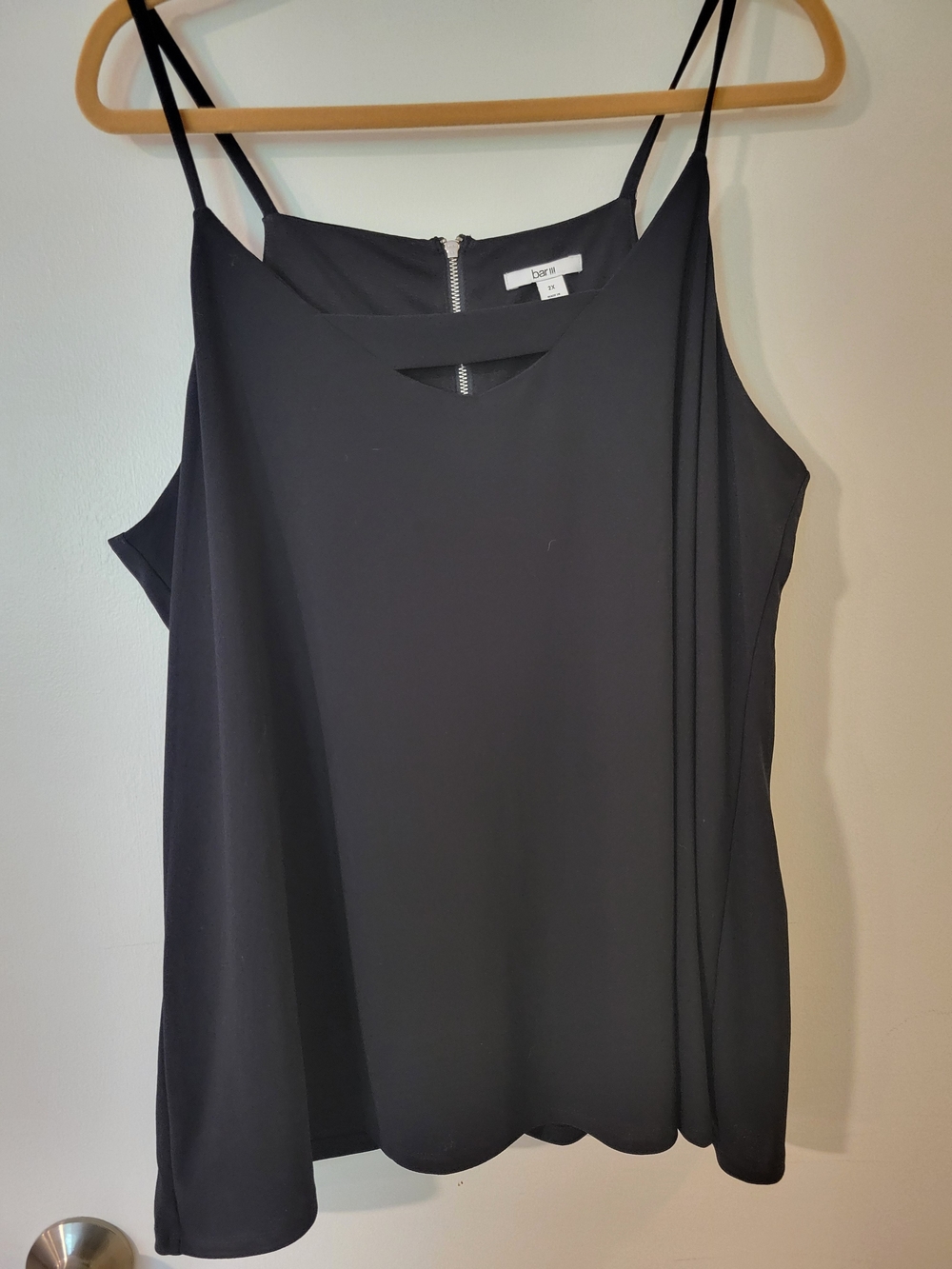 Bar III Black Spaghetti Strap Cami with Front Cutout